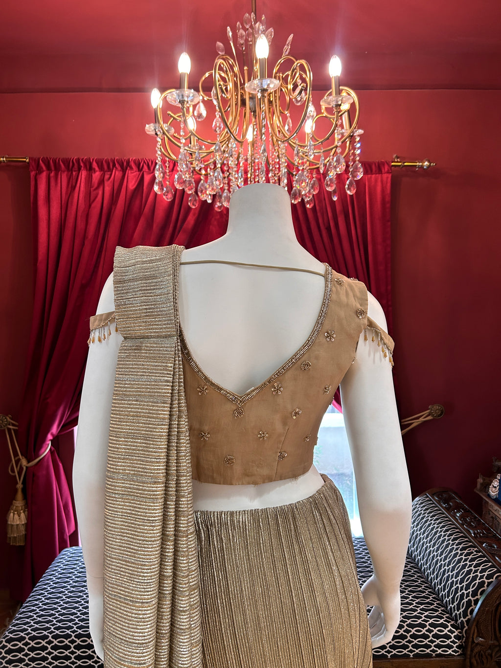 Golden Pleated Saree