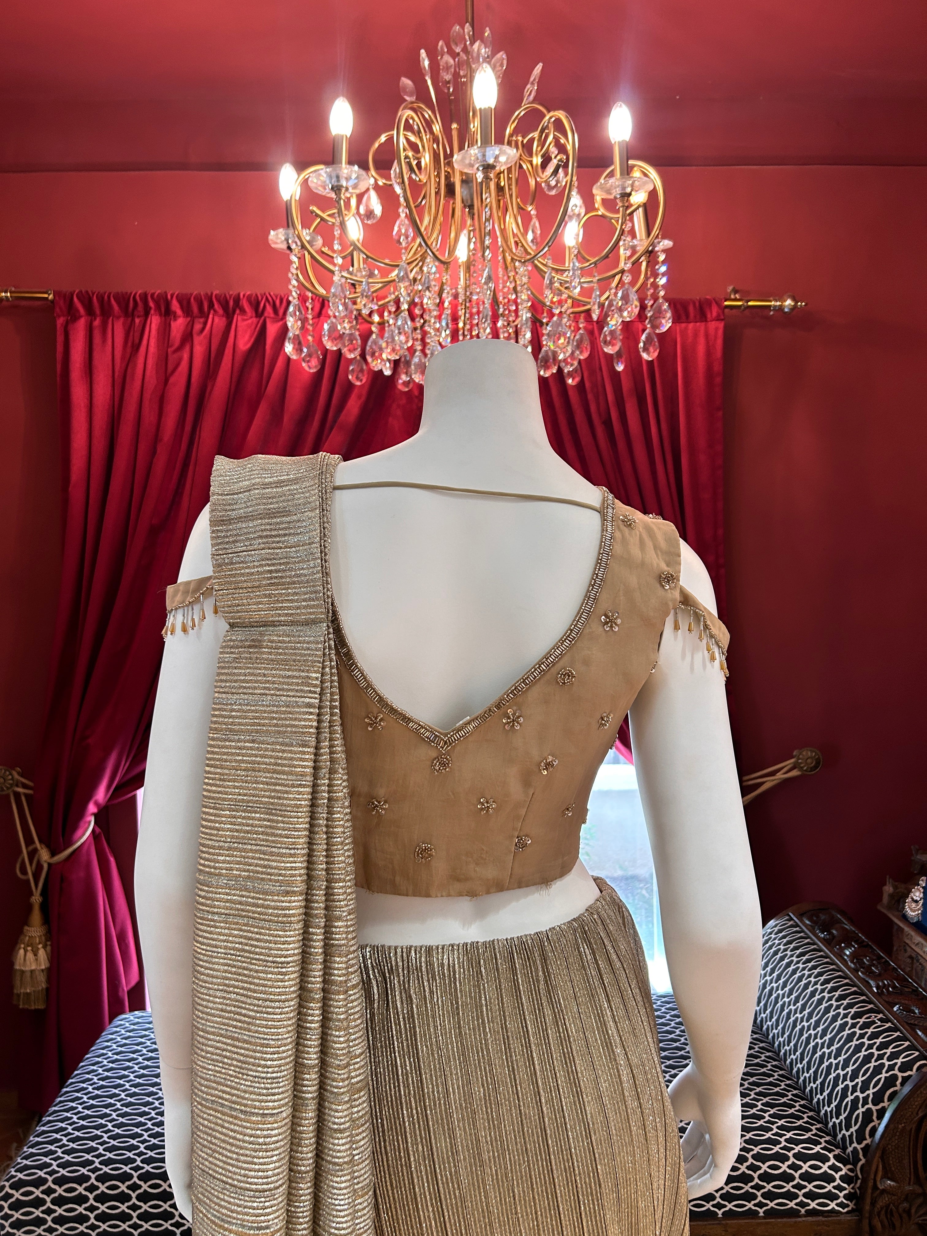 Golden Pleated Saree