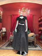 Black Sequin Lehenga with Cape Style And Corset Blouse