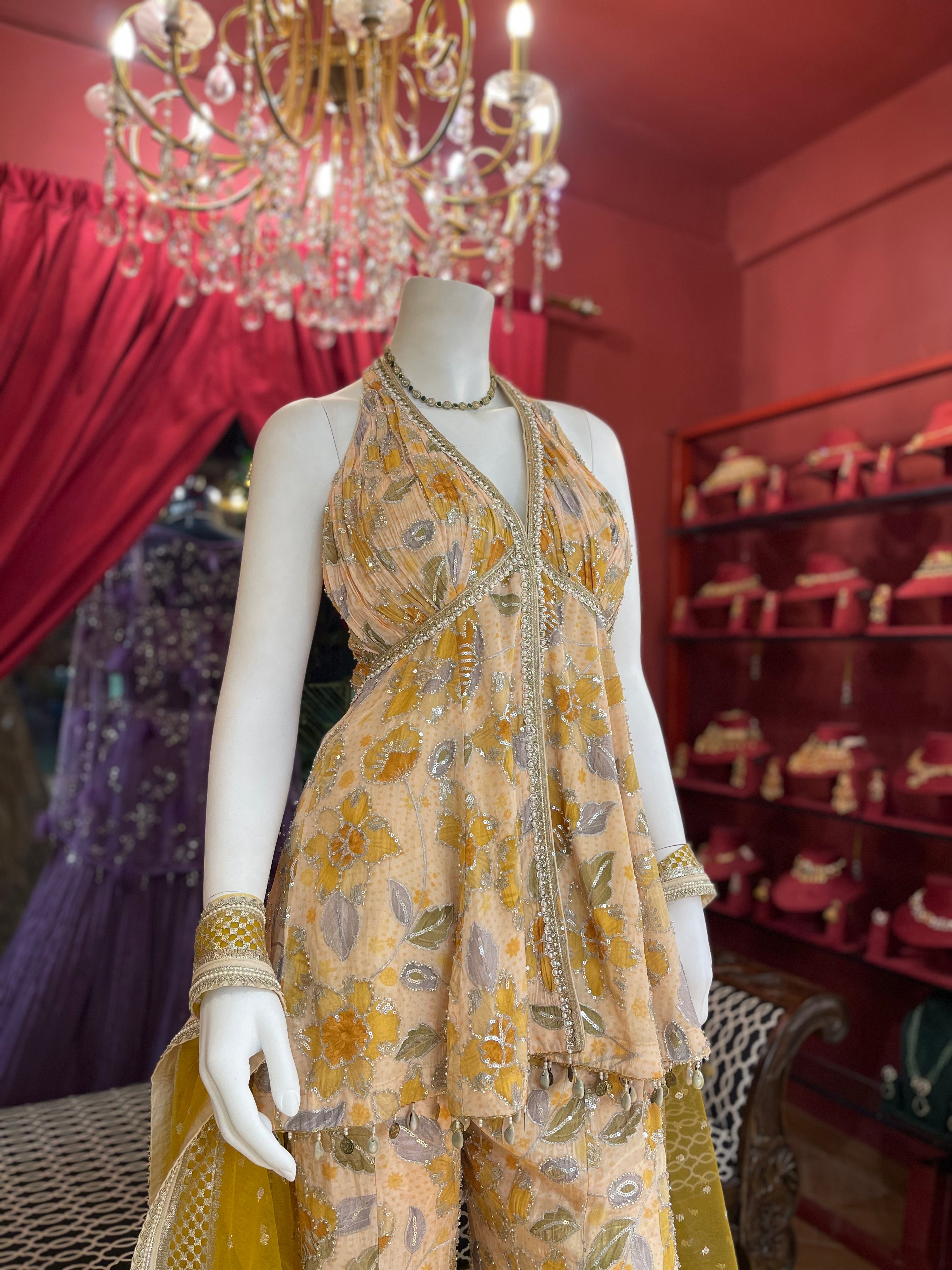 Yellow Mahima Mahajan Peplum Set X Devanshi