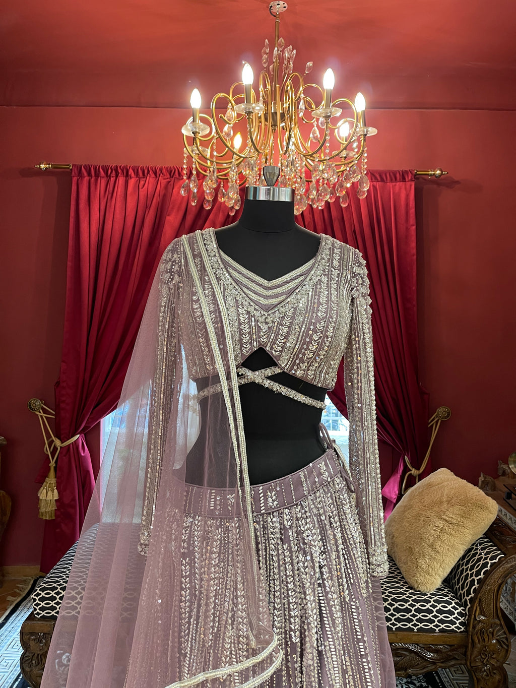 lilac full sleeves lahenga