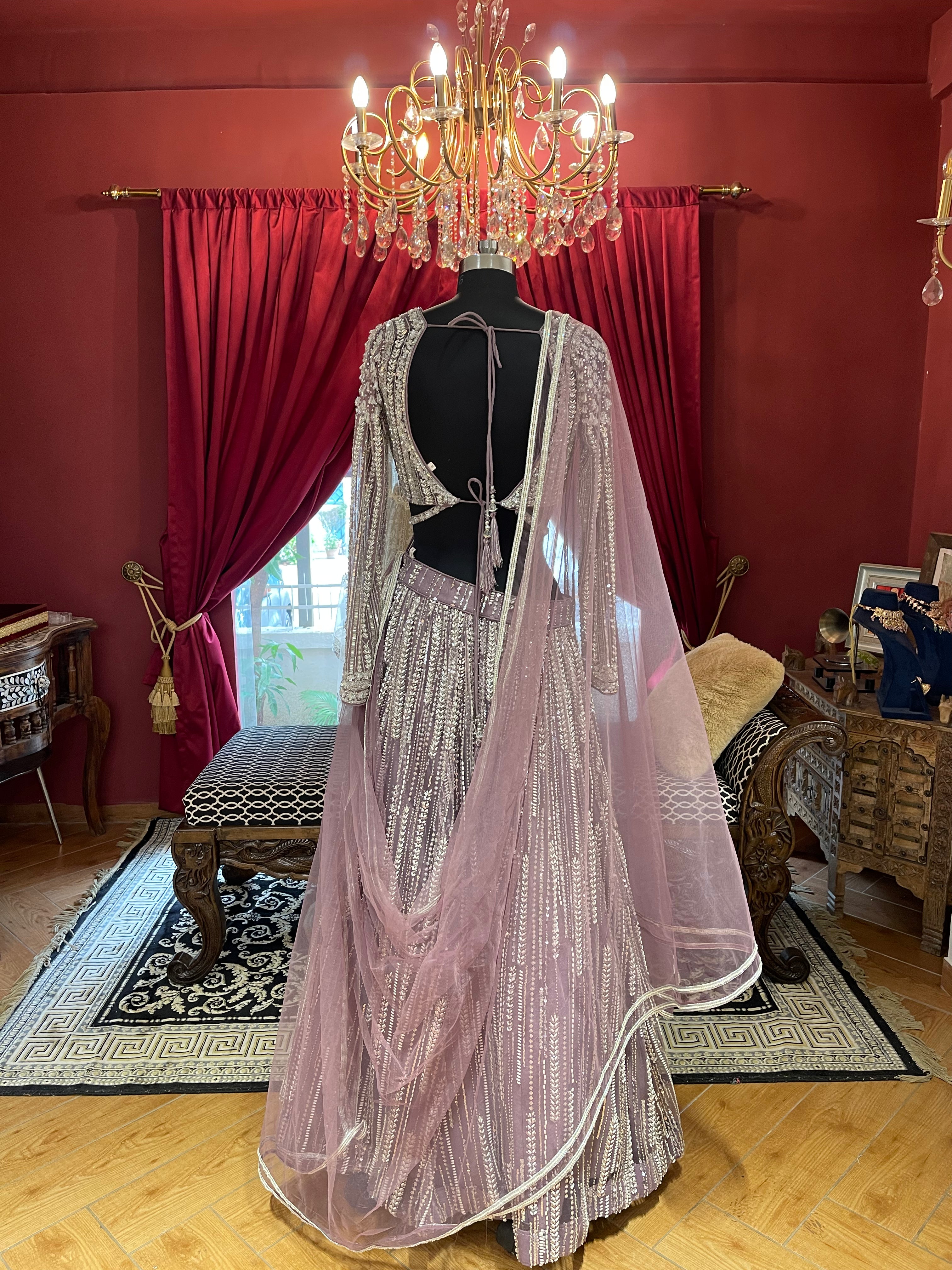 lilac full sleeves lahenga