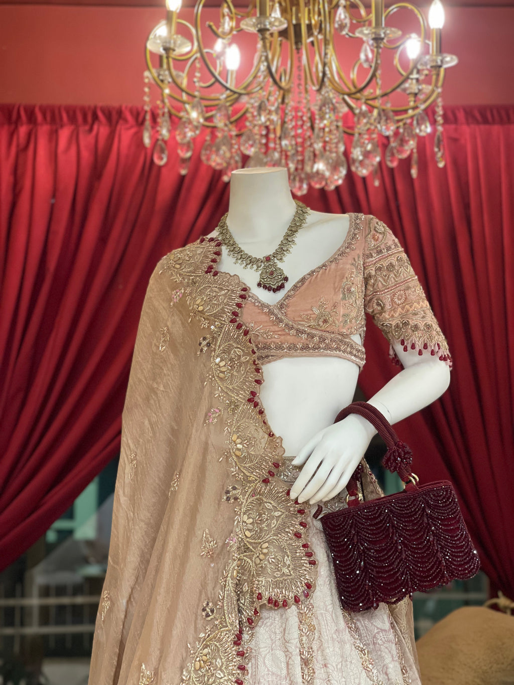 Bronze Pink Bridal Lehenga