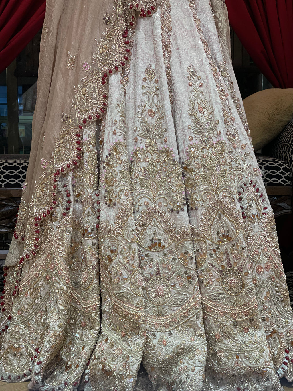 Bronze Pink Bridal Lehenga