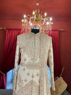Ivory Embroidered Sherwani With Belt