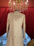 Ivory Embroidered Sherwani With Belt