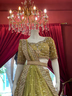 Mehendi Green Floral Lehenga With Belt