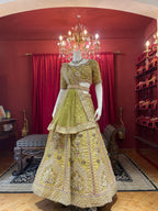 Mehendi Green Floral Lehenga With Belt