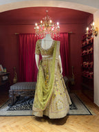 Mehendi Green Floral Lehenga With Belt