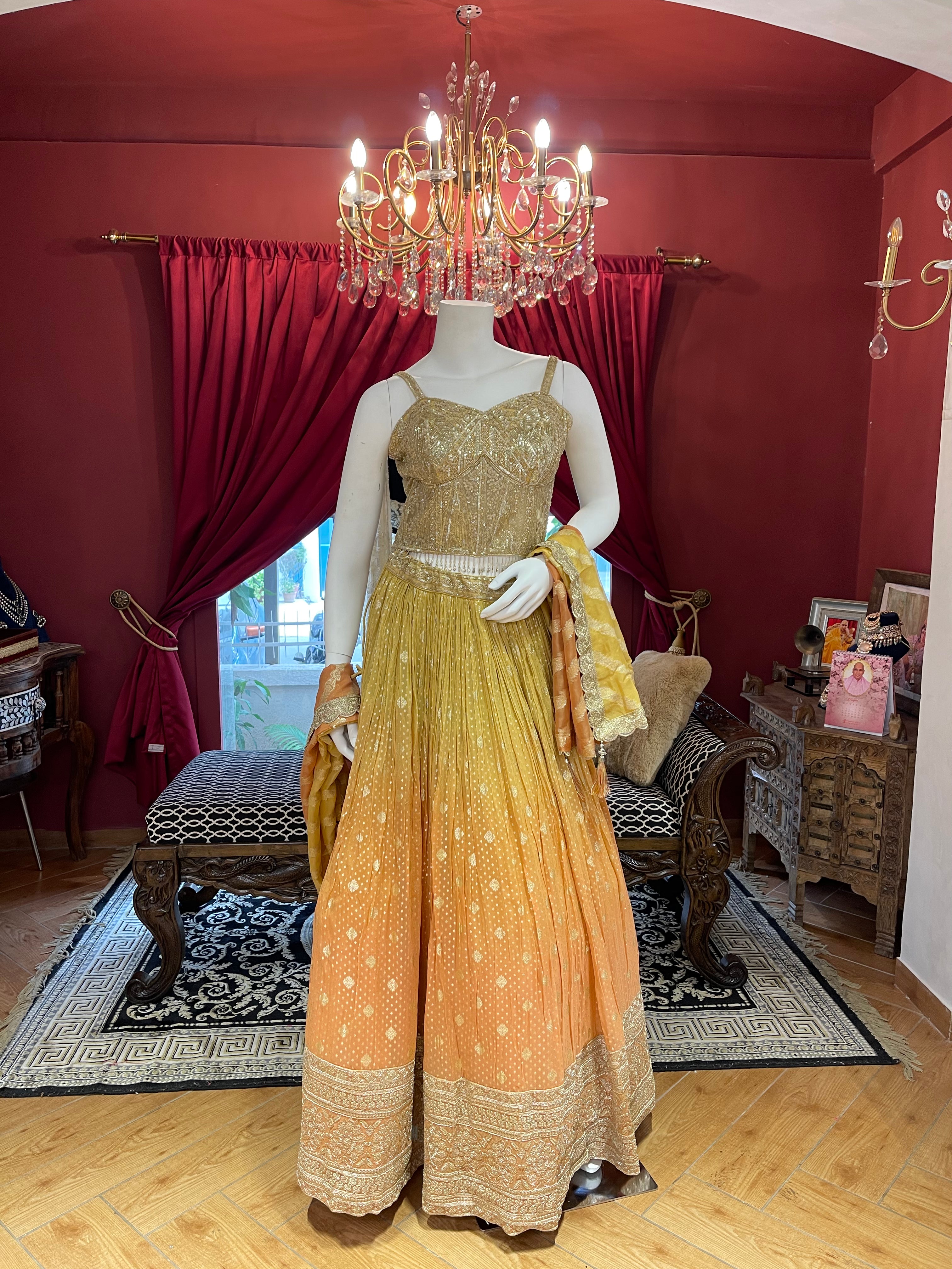 Haldi Ombre Lehenga Set
