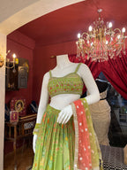 Parrot Green Mehendi Lehenga Set