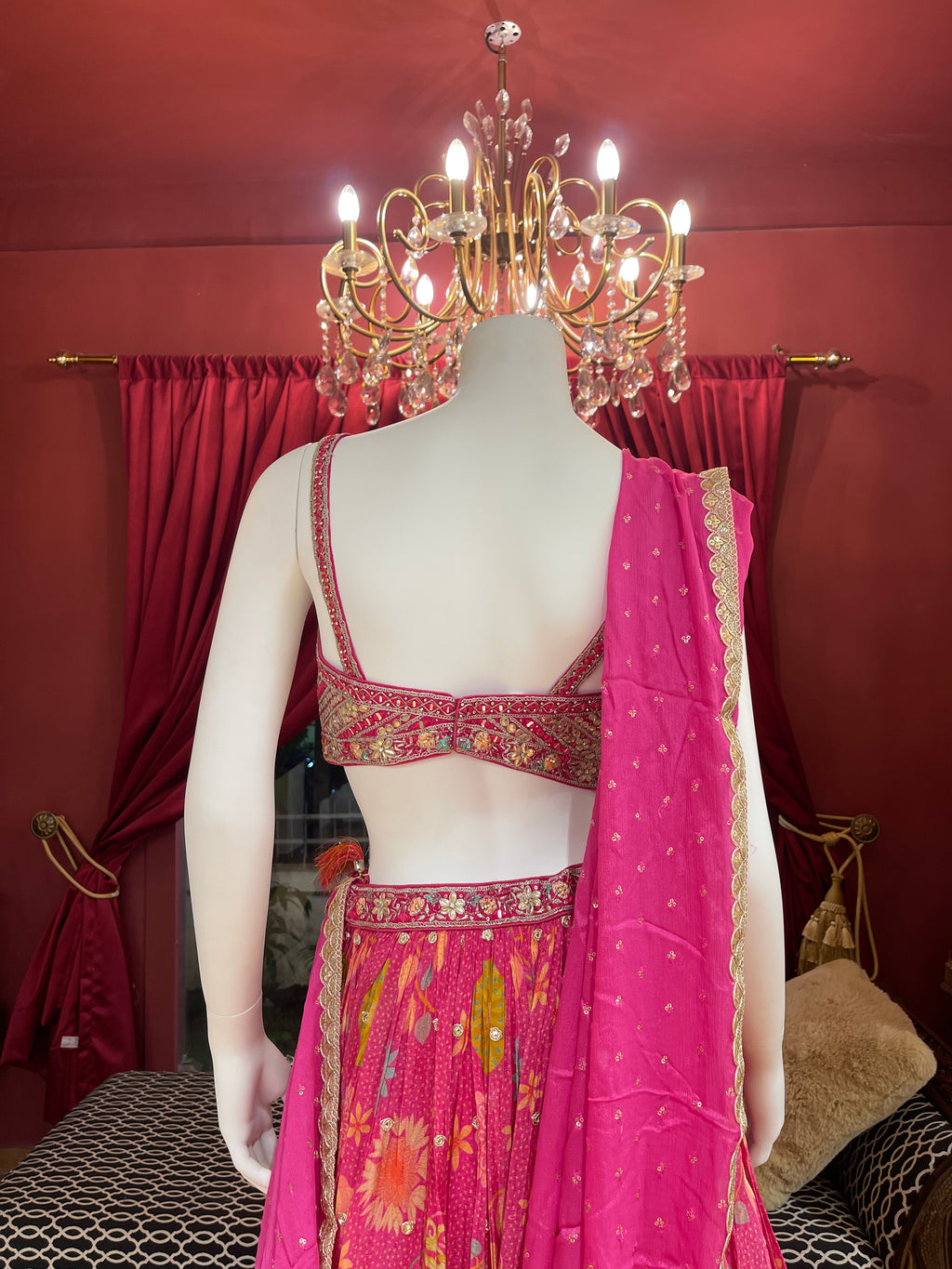 Pink Floral Festive Lehenga Set