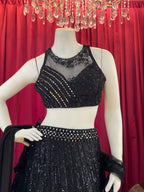 Black Shimmer Sequin Lehenga