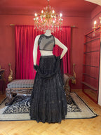 Black Shimmer Sequin Lehenga