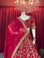 Red Sequin Floral Threadwork Bridal