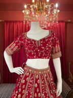 Red Sequin Floral Threadwork Bridal