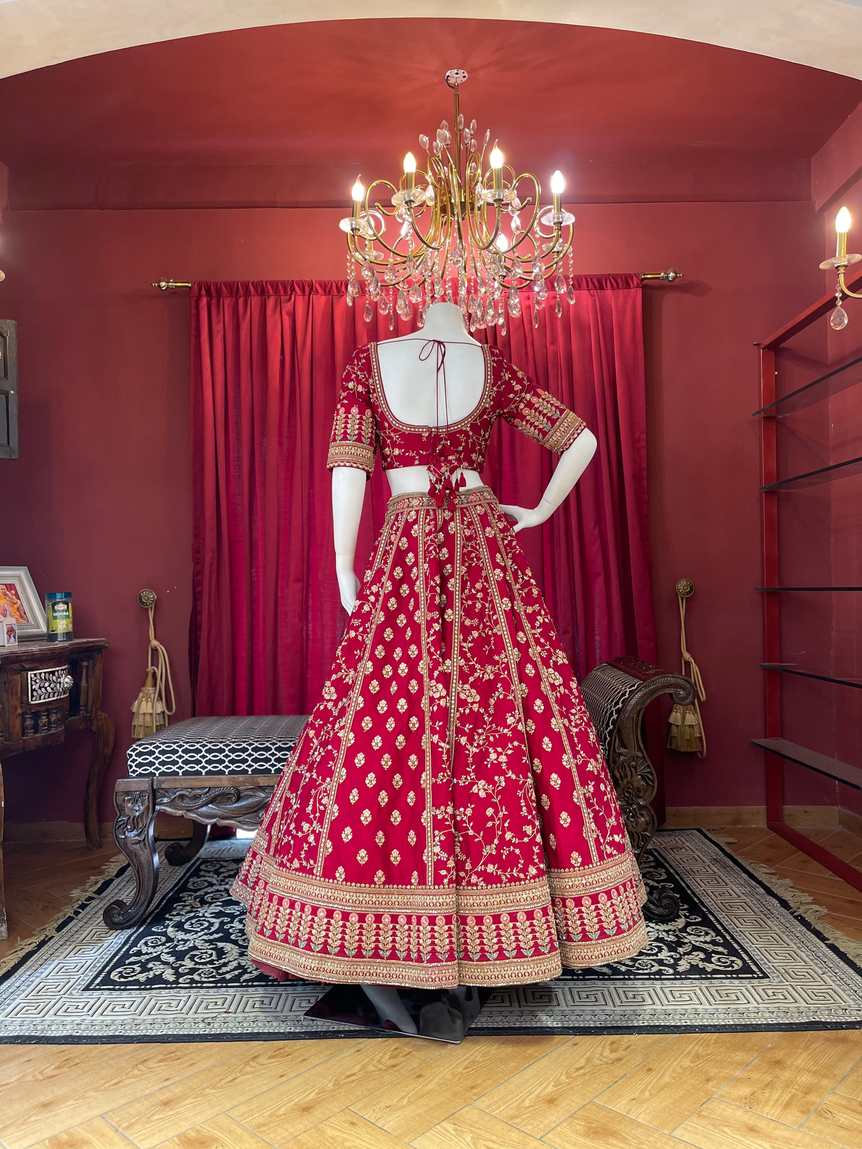 Red Sequin Floral Threadwork Bridal