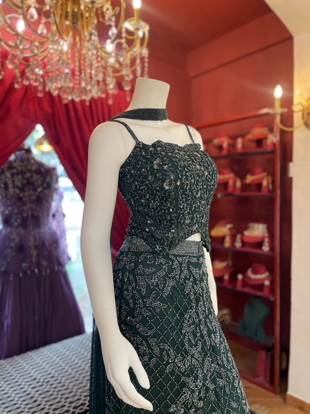 Green Sheer Sequin Set