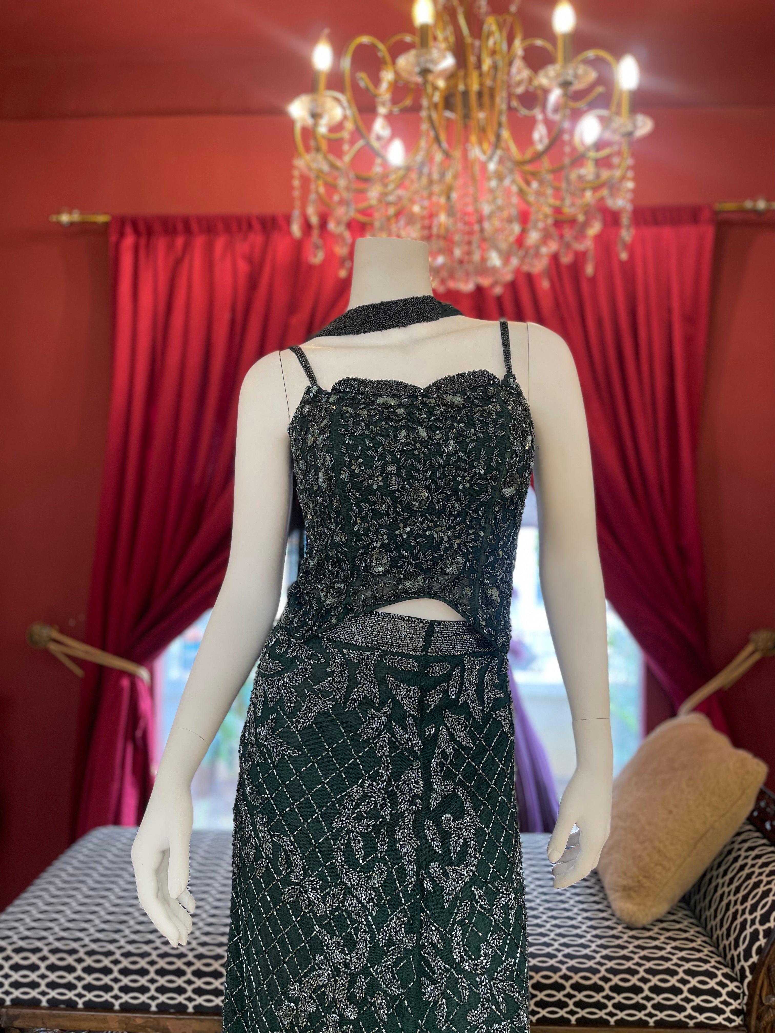 Green Sheer Sequin Set