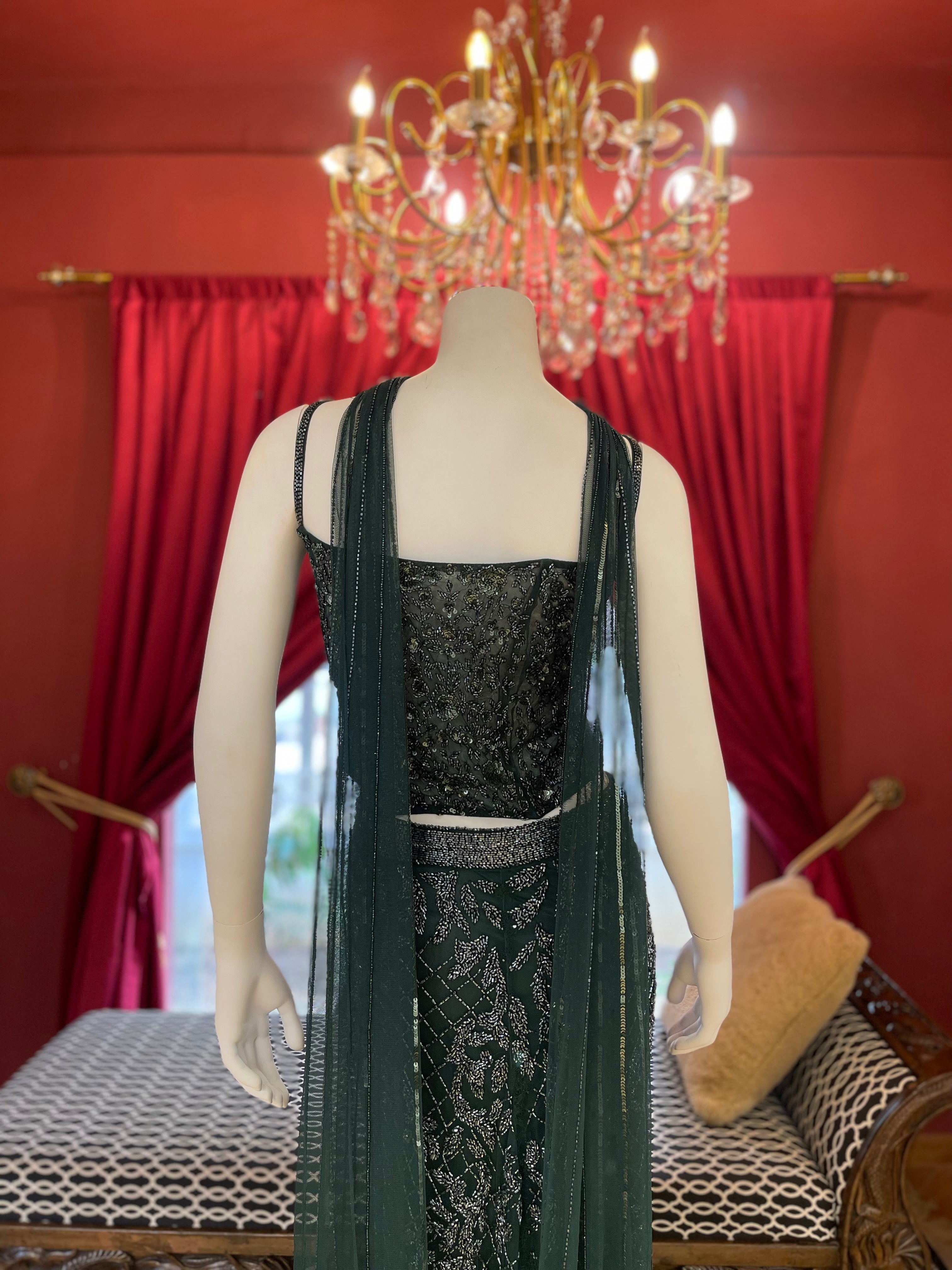 Green Sheer Sequin Set