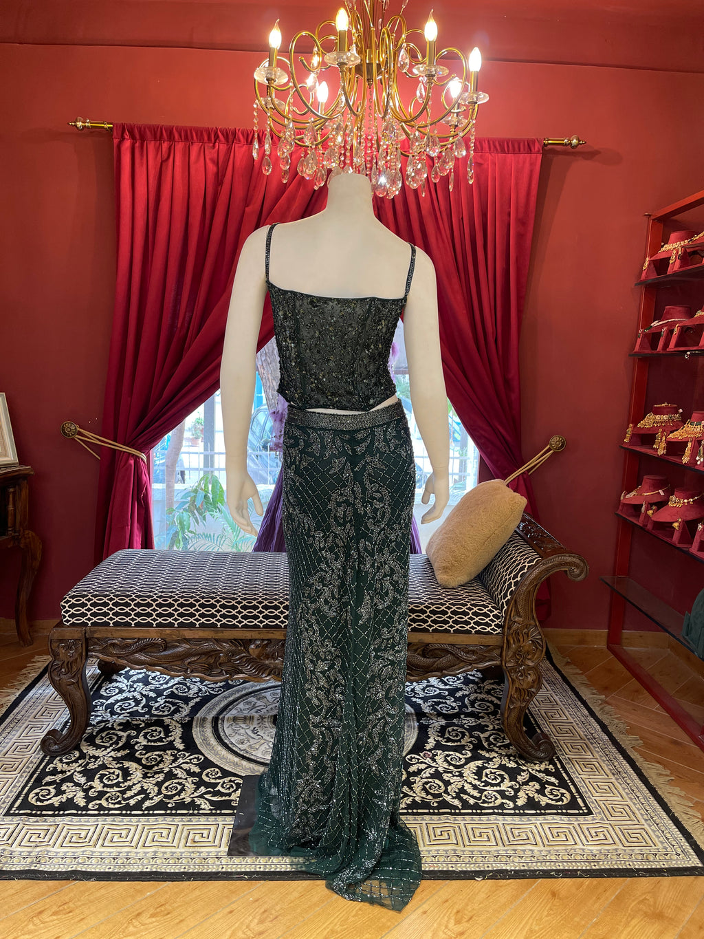 Green Sheer Sequin Set
