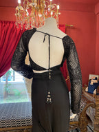 Black Hand Embroidered Full Sleeves Saree