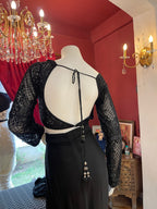 Black Hand Embroidered Full Sleeves Saree