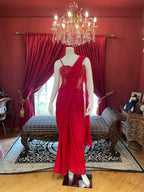 Red Corset Drape Saree