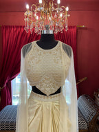 Ivory Ruffle Skirt Indowestern With Cape