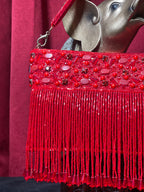 Red Beaded Dangles Purse