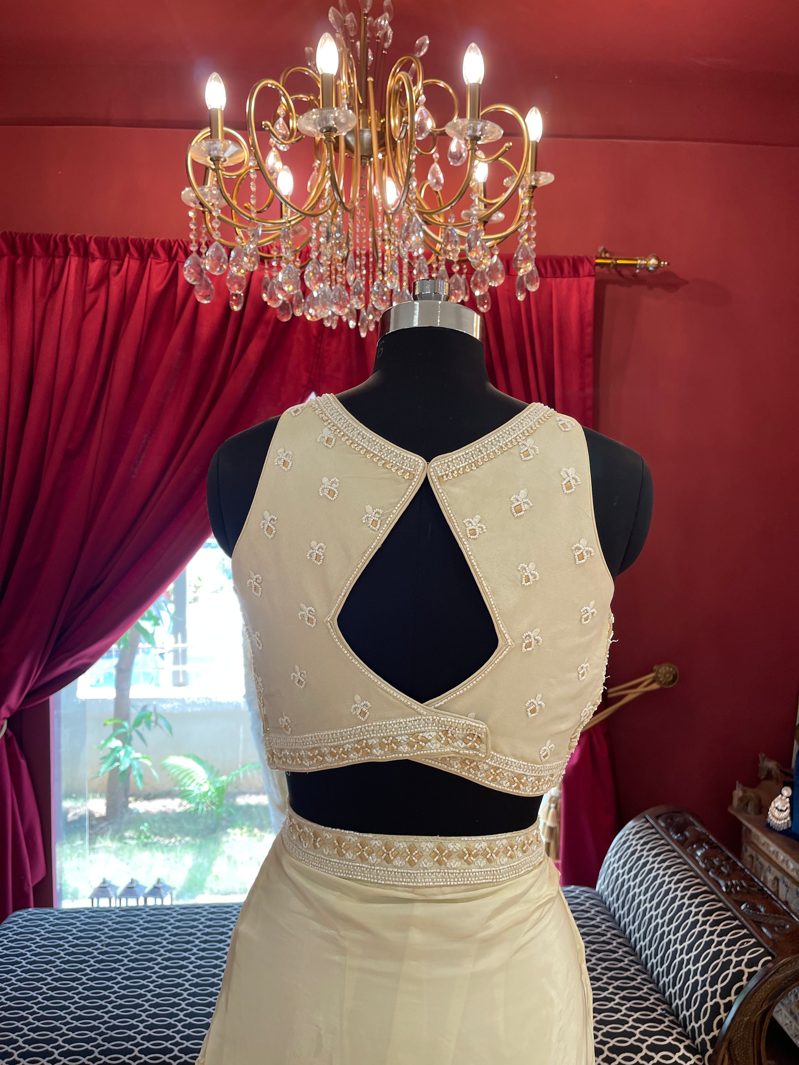 Ivory Ruffle Skirt Indowestern With Cape