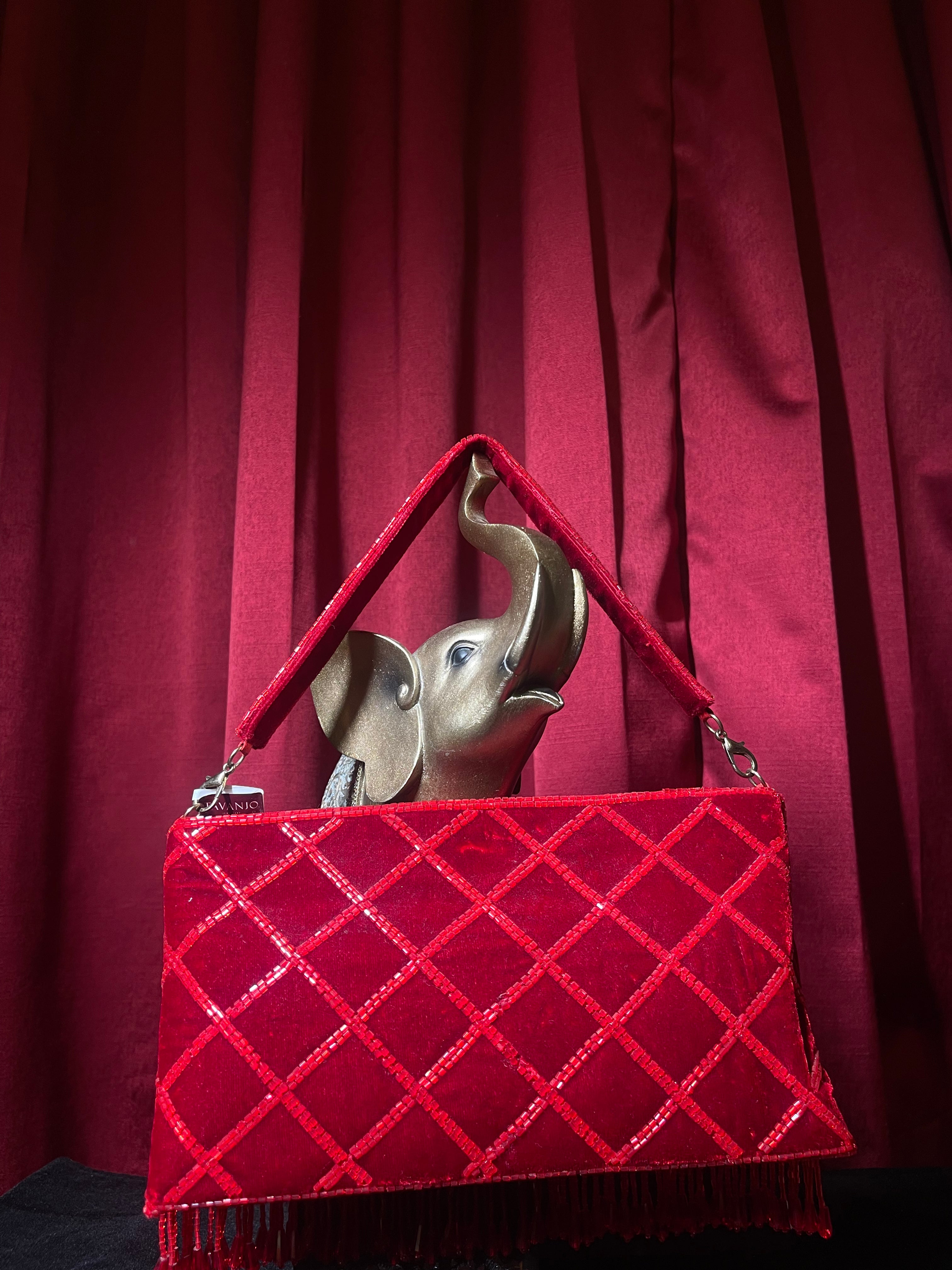 Red Beaded Dangles Purse