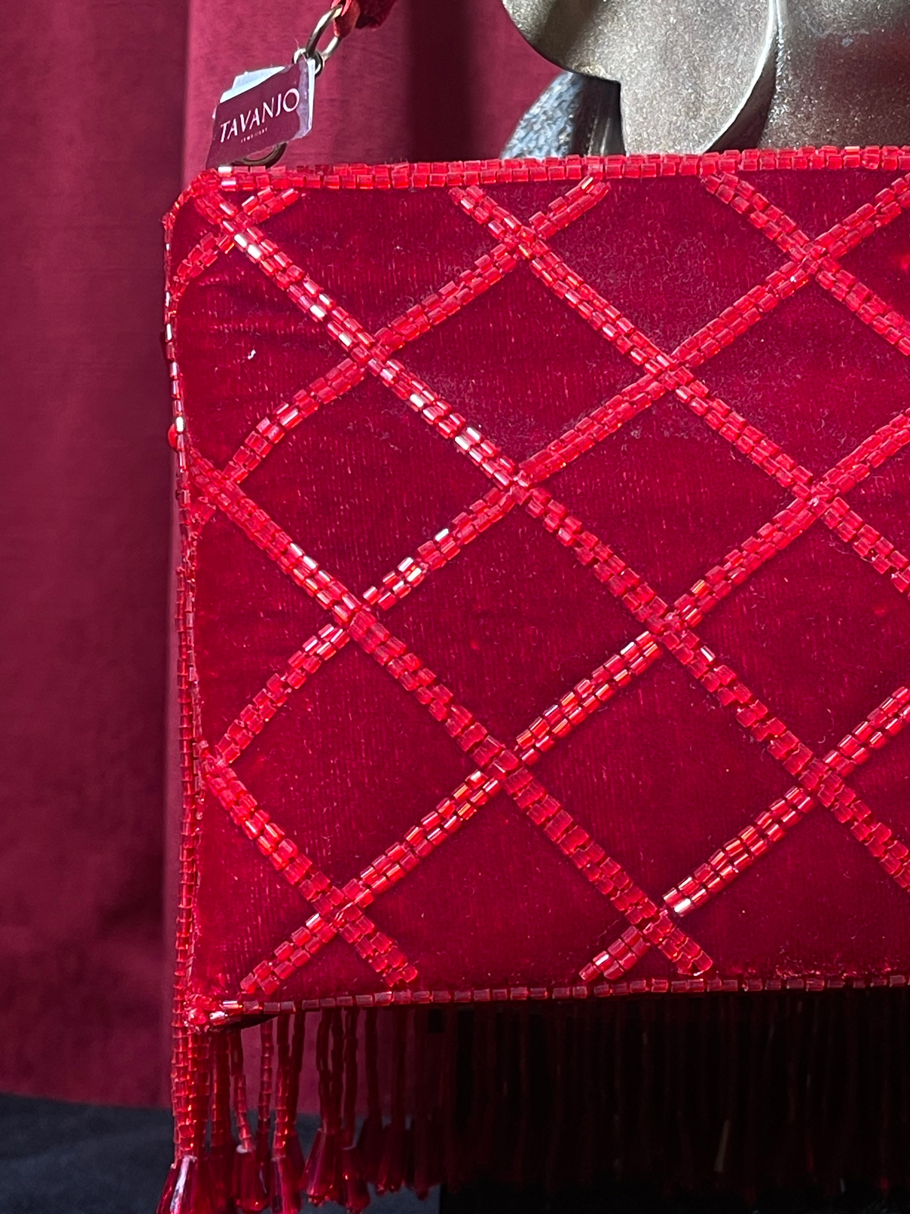Red Beaded Dangles Purse