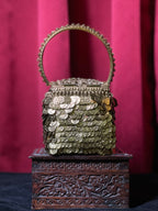 Golden Square Purse with Embossed Lid