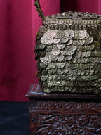 Golden Square Purse with Embossed Lid