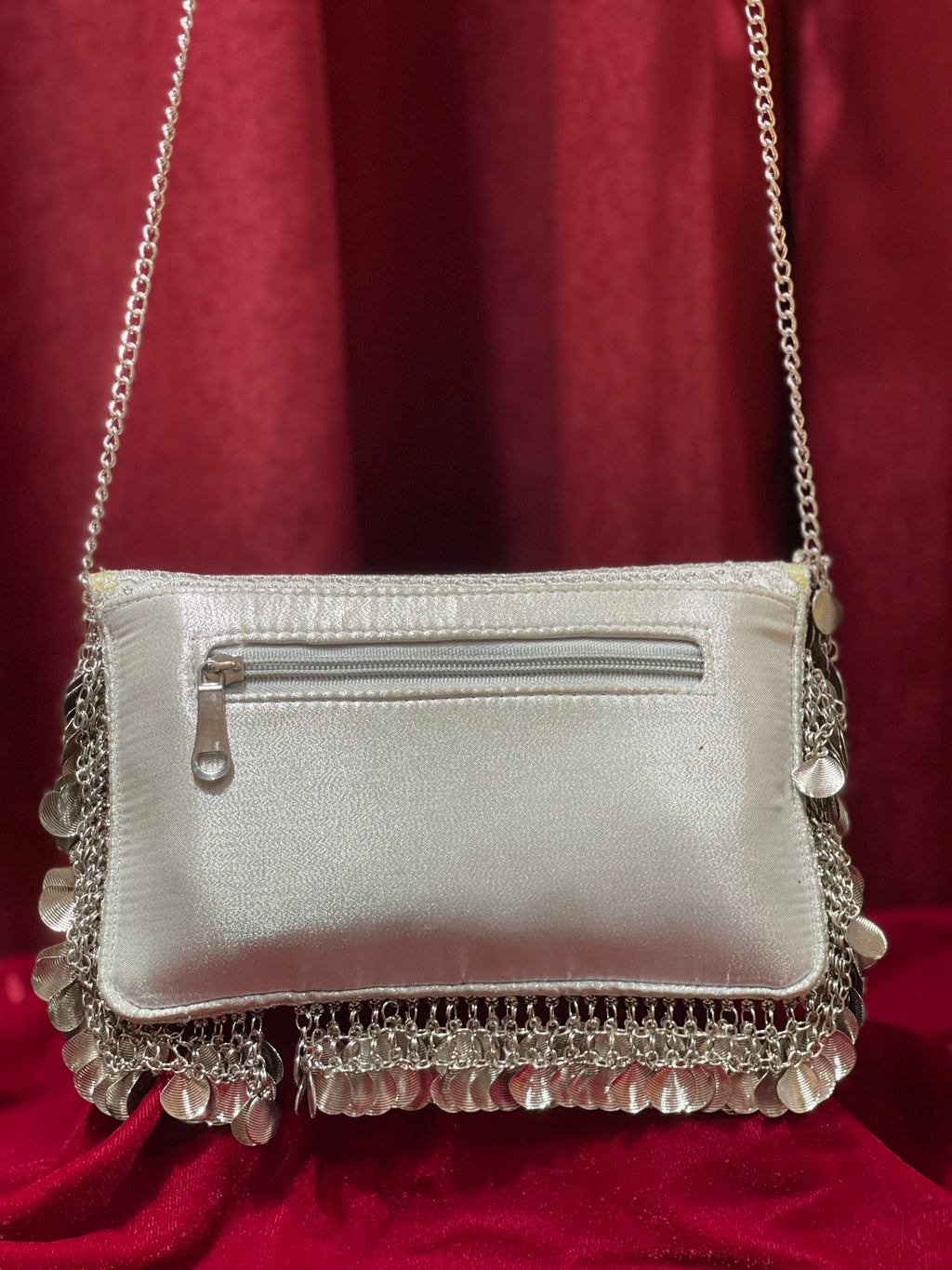 Silver Purse With Shell Tassels