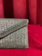 Grey and Silver Beaded Work Clutch