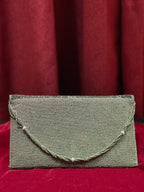 Grey and Silver Beaded Work Clutch