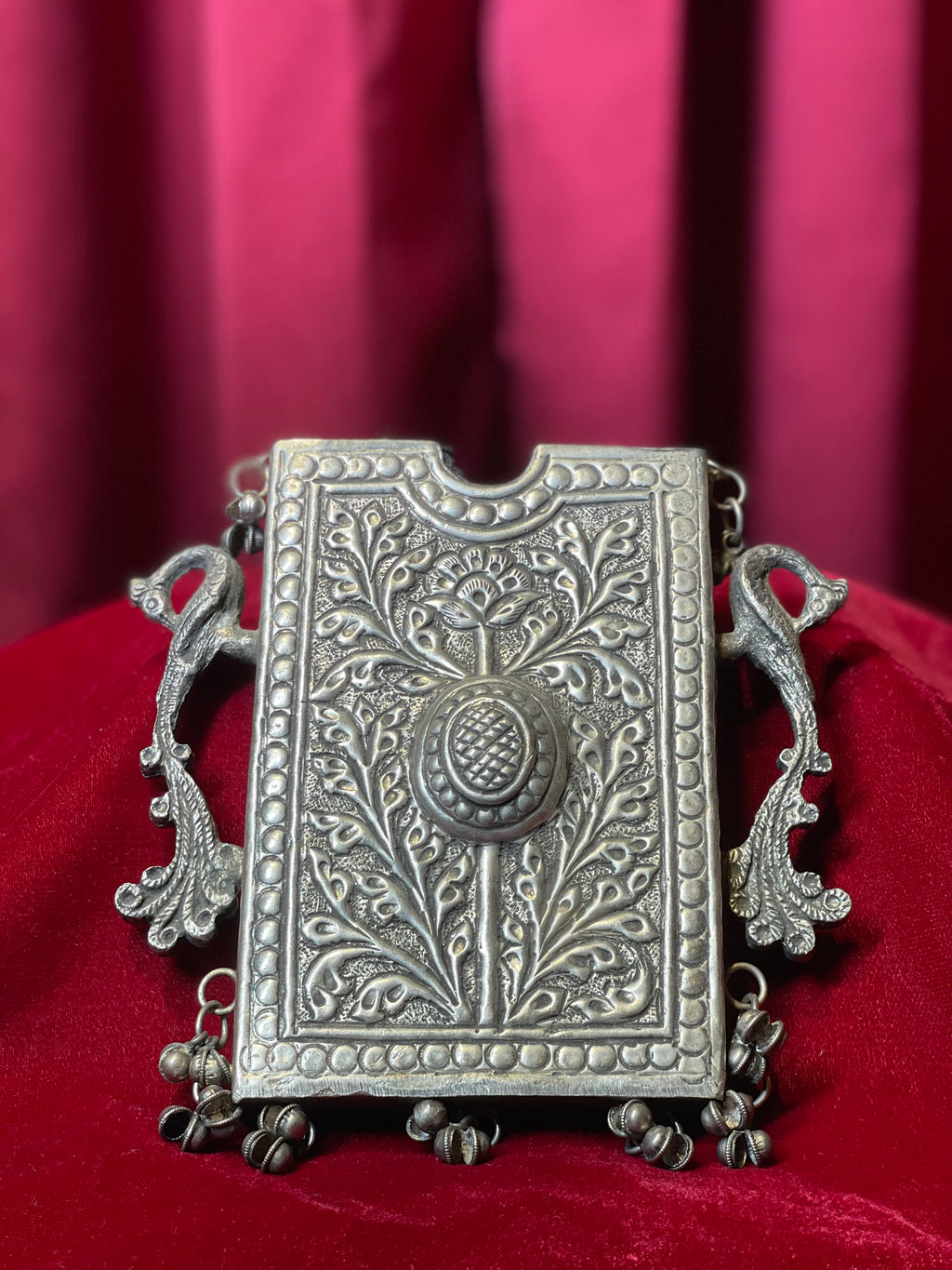 Oxidized Side Waist Clutch Floral Motif