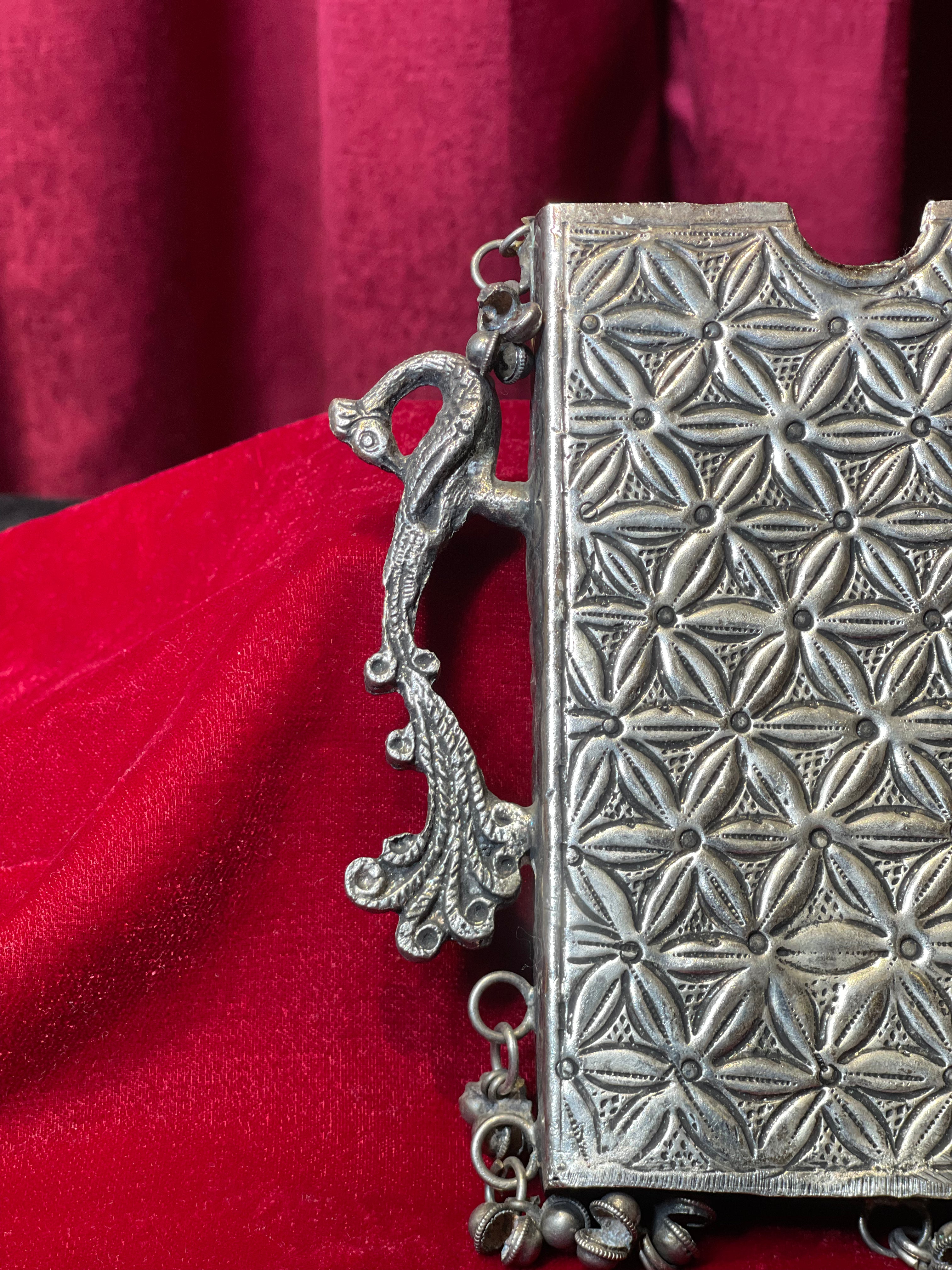 Oxidized Side Waist Clutch Floral Motif