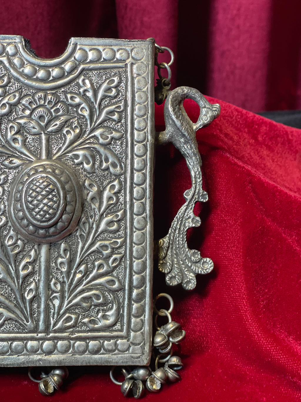 Oxidized Side Waist Clutch Floral Motif