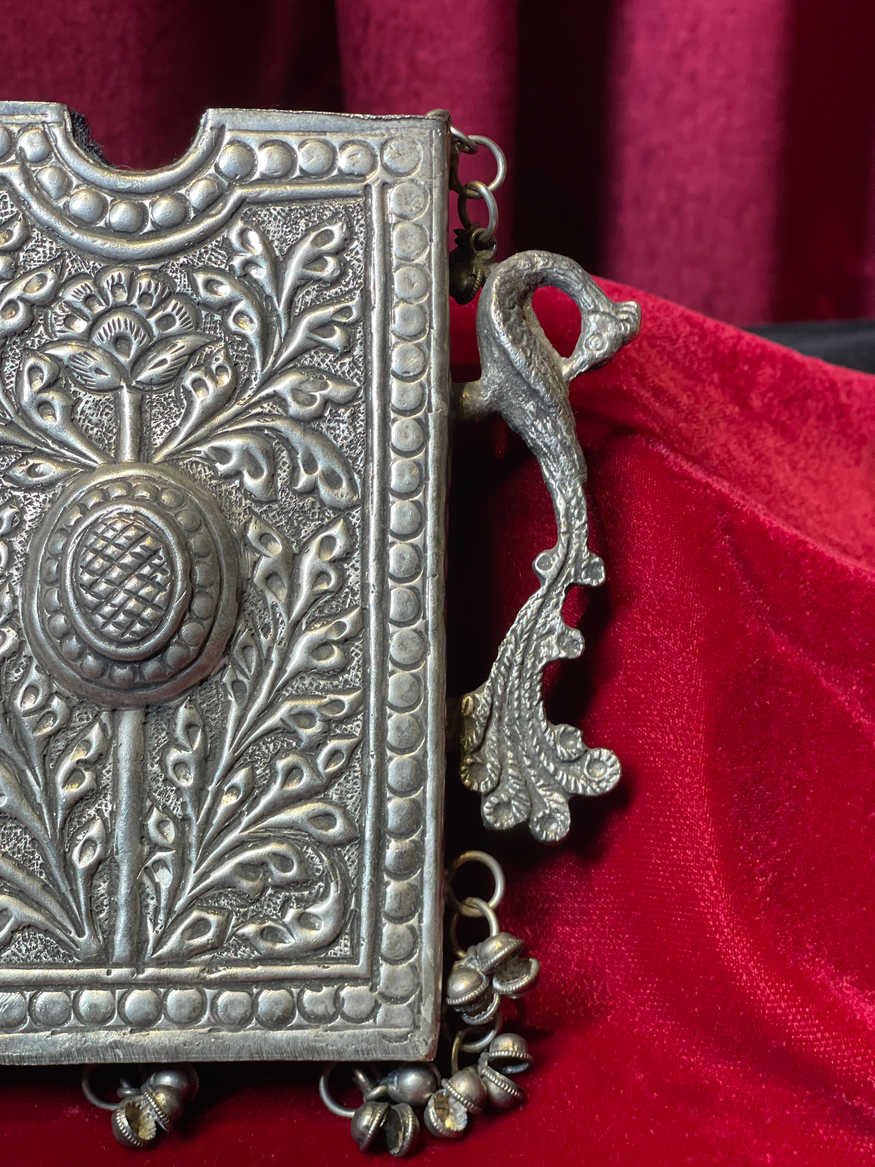 Oxidized Side Waist Clutch Floral Motif