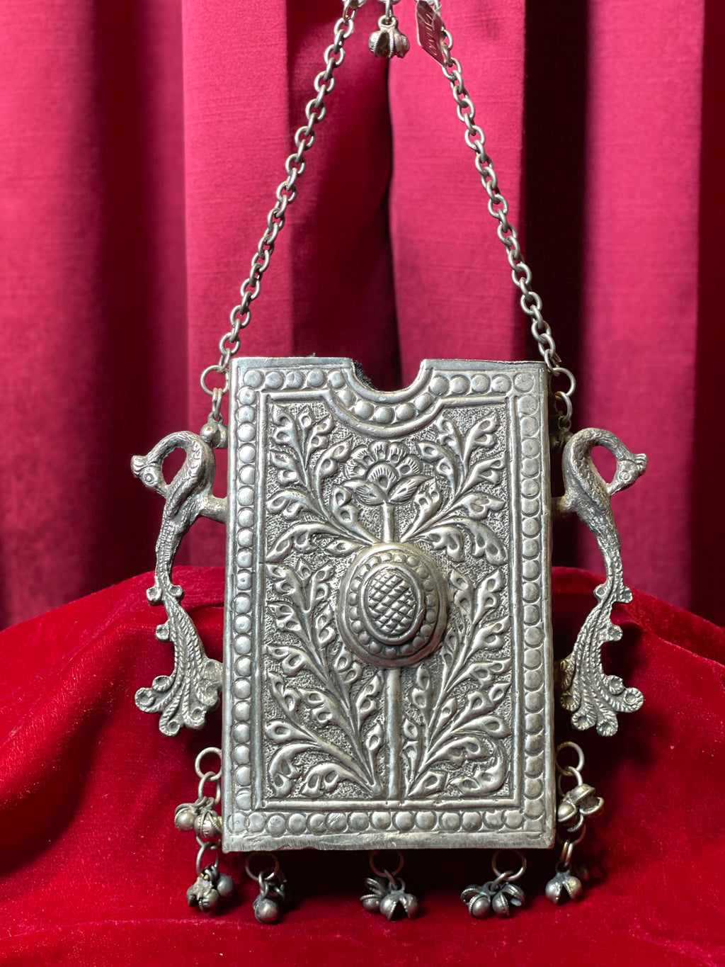 Oxidized Side Waist Clutch Floral Motif