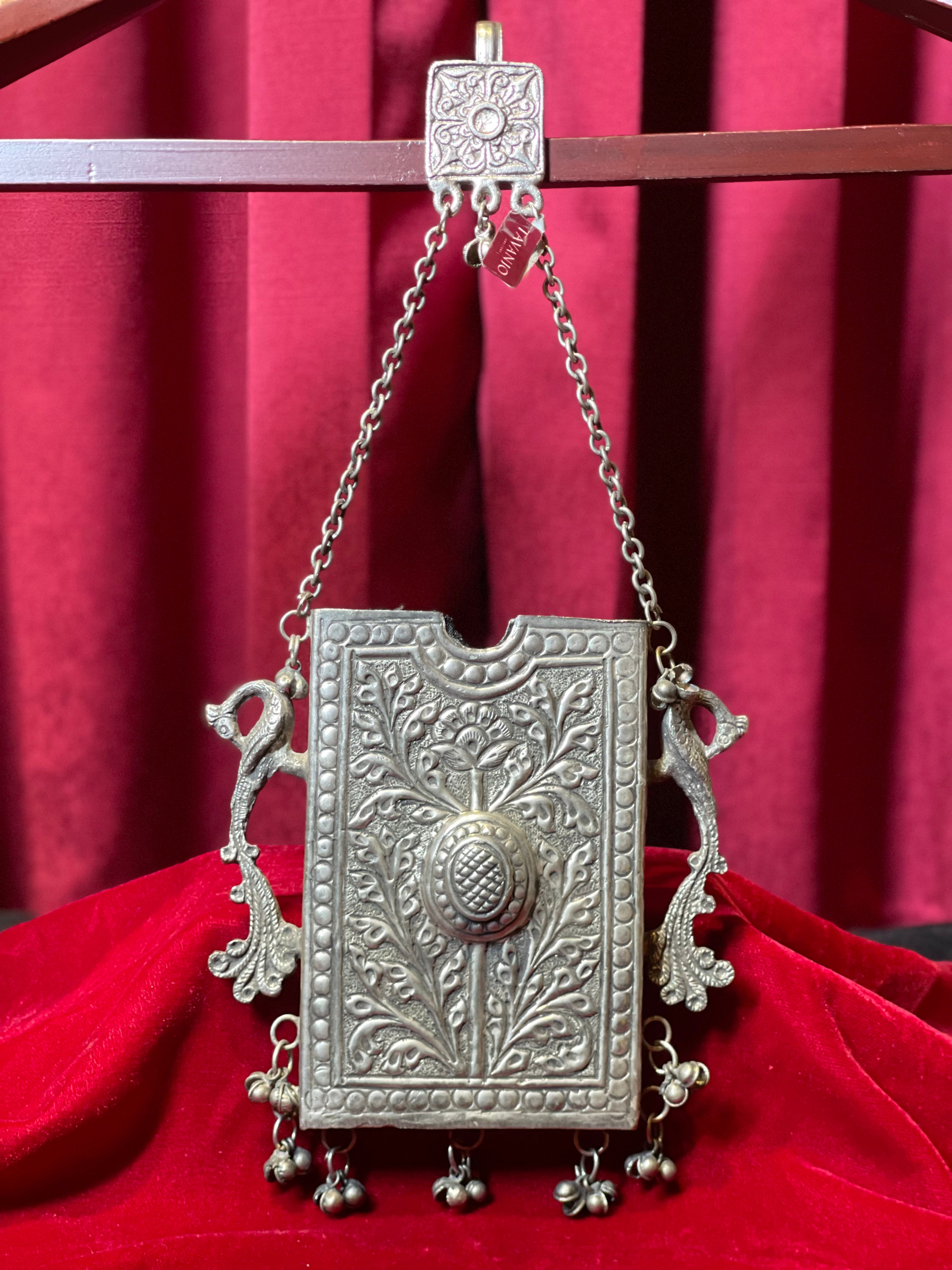 Oxidized Side Waist Clutch Floral Motif