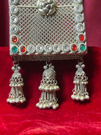 Oxidized Side Waist Clutch with Jhumka Tassels