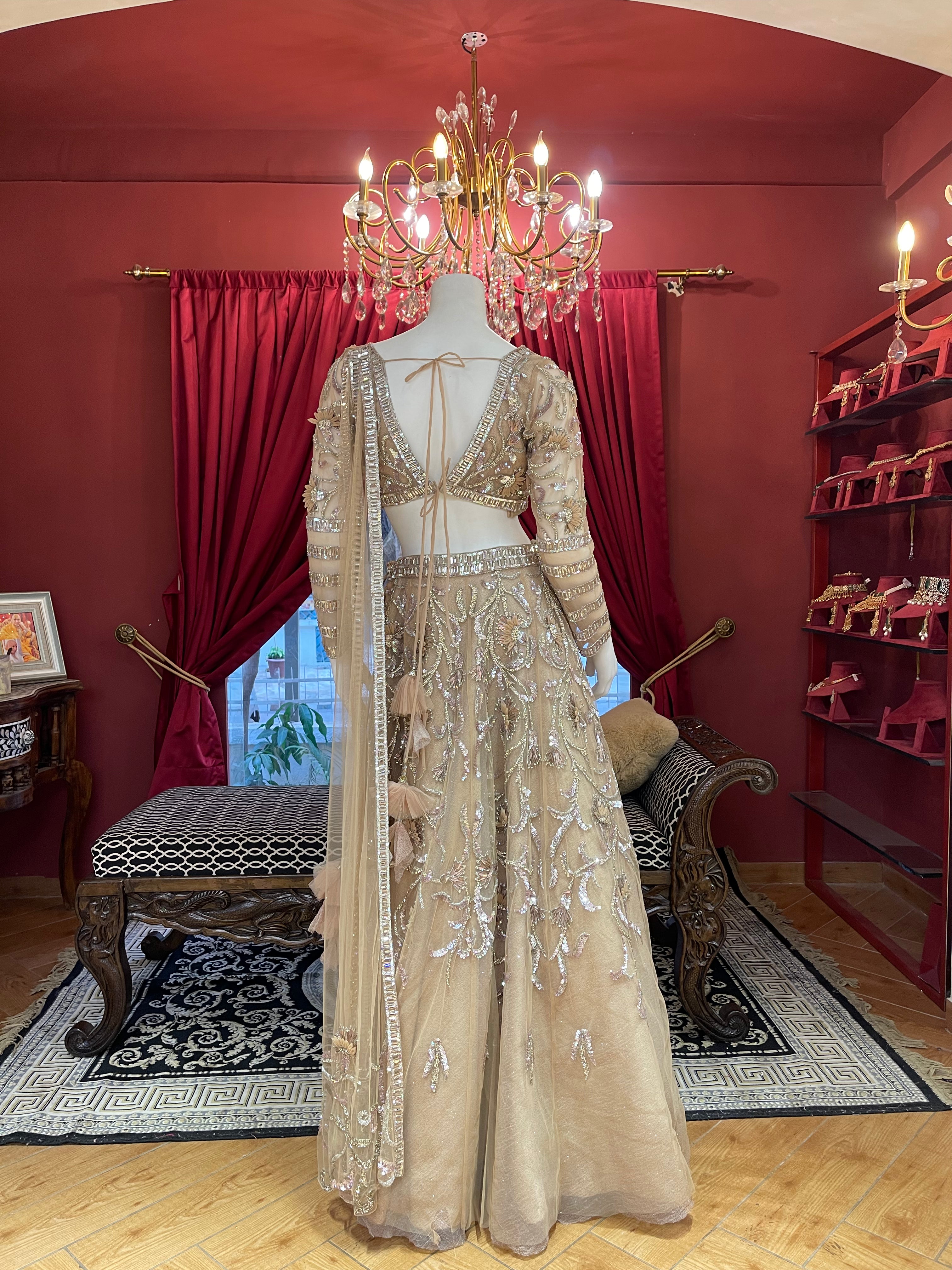 Champagne Embroidered Lehenga Set