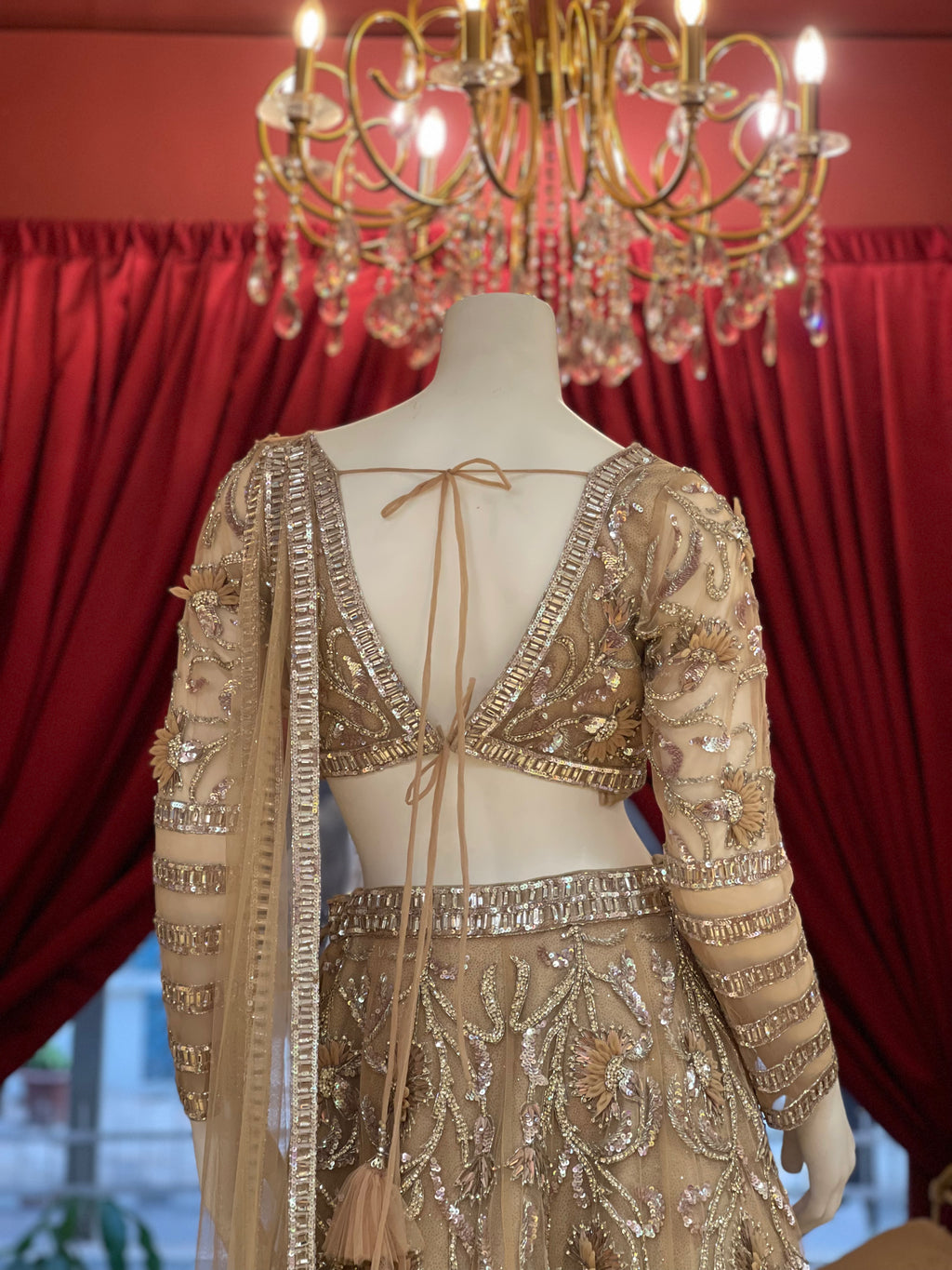 Champagne Embroidered Lehenga Set