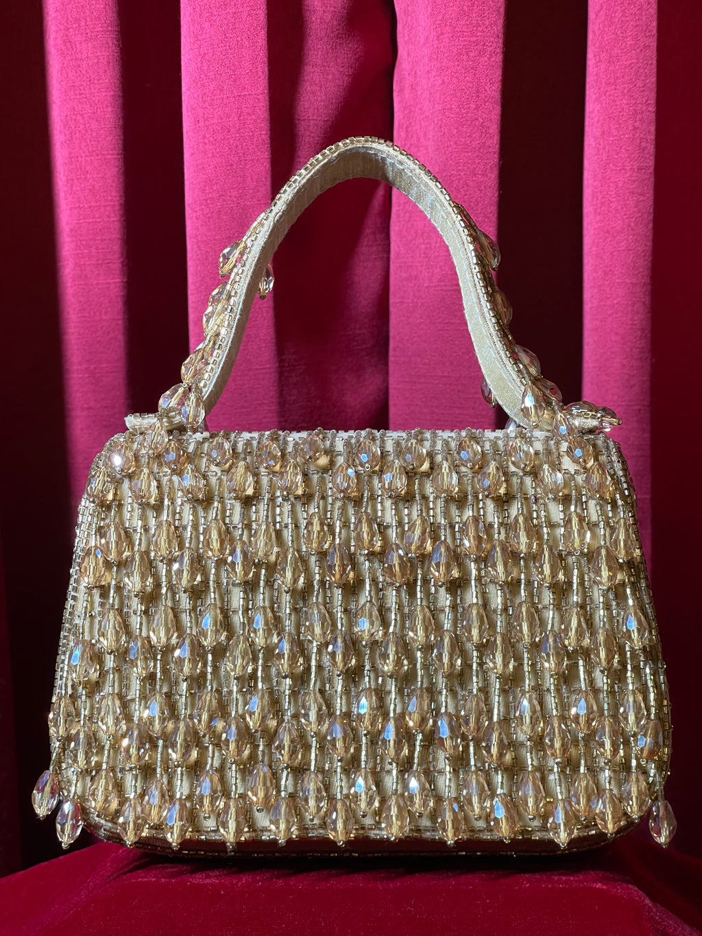 Golden Beaded Tassels Clutch