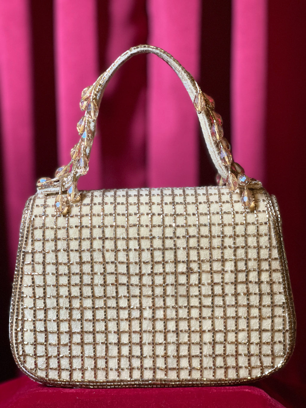 Golden Beaded Tassels Clutch