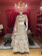 Blush Gold Floral Lehenga Set